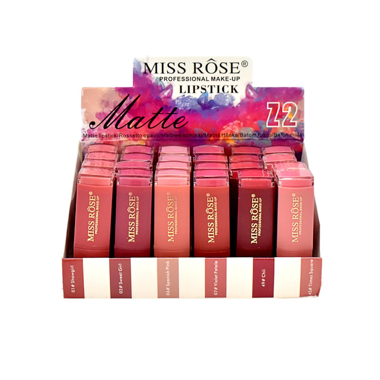 Labiales Miss Rose matte tonos surtidos punta trasparente - Imagen 2