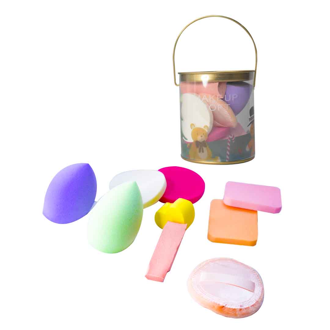 Kit de esponjas y aplicadores en cubeta makeup soft