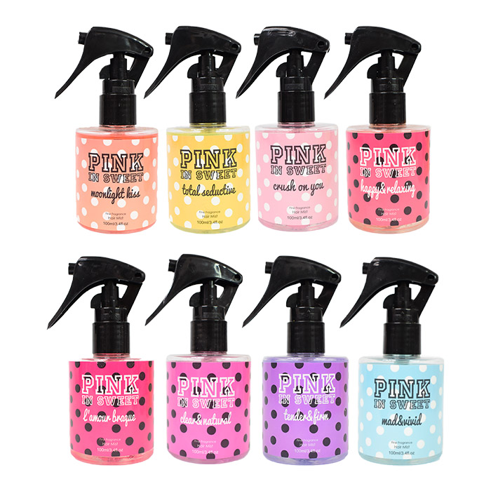 Spray para el cabello pink sweet con diseño de puntitos