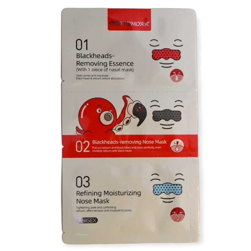 Mascarilla pulpo 3 pasos para nariz empaque blanco con rojo