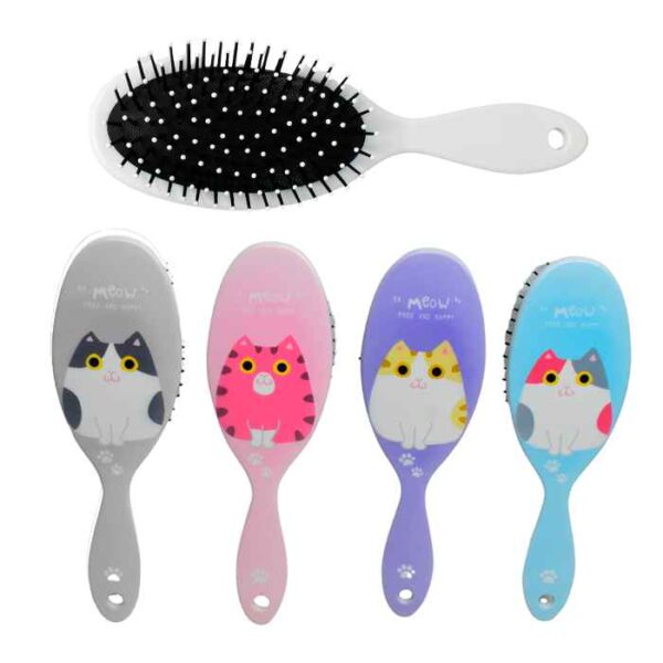 Cepillo ovalado para cabello con diseños de gatos