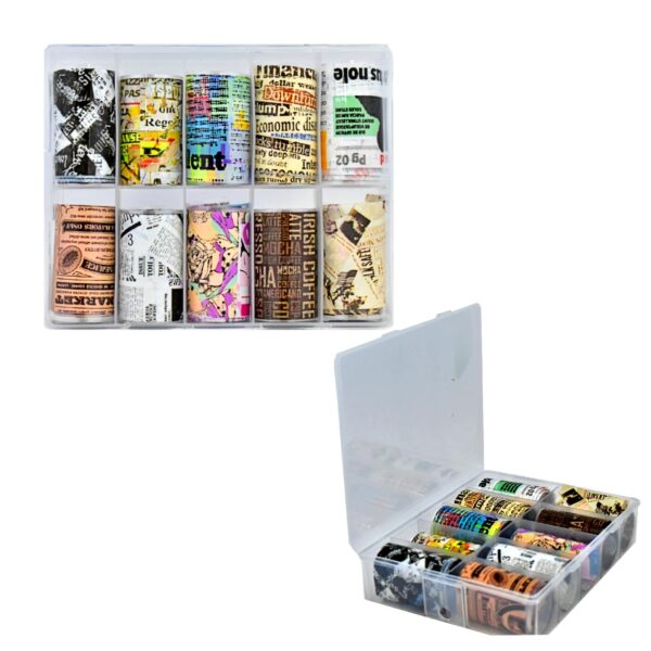 Caja de papel foil para uñas en diseño de anuncios publicitarios