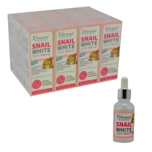 Suero para el rostro Snail White Disaar caja rosada con blanco