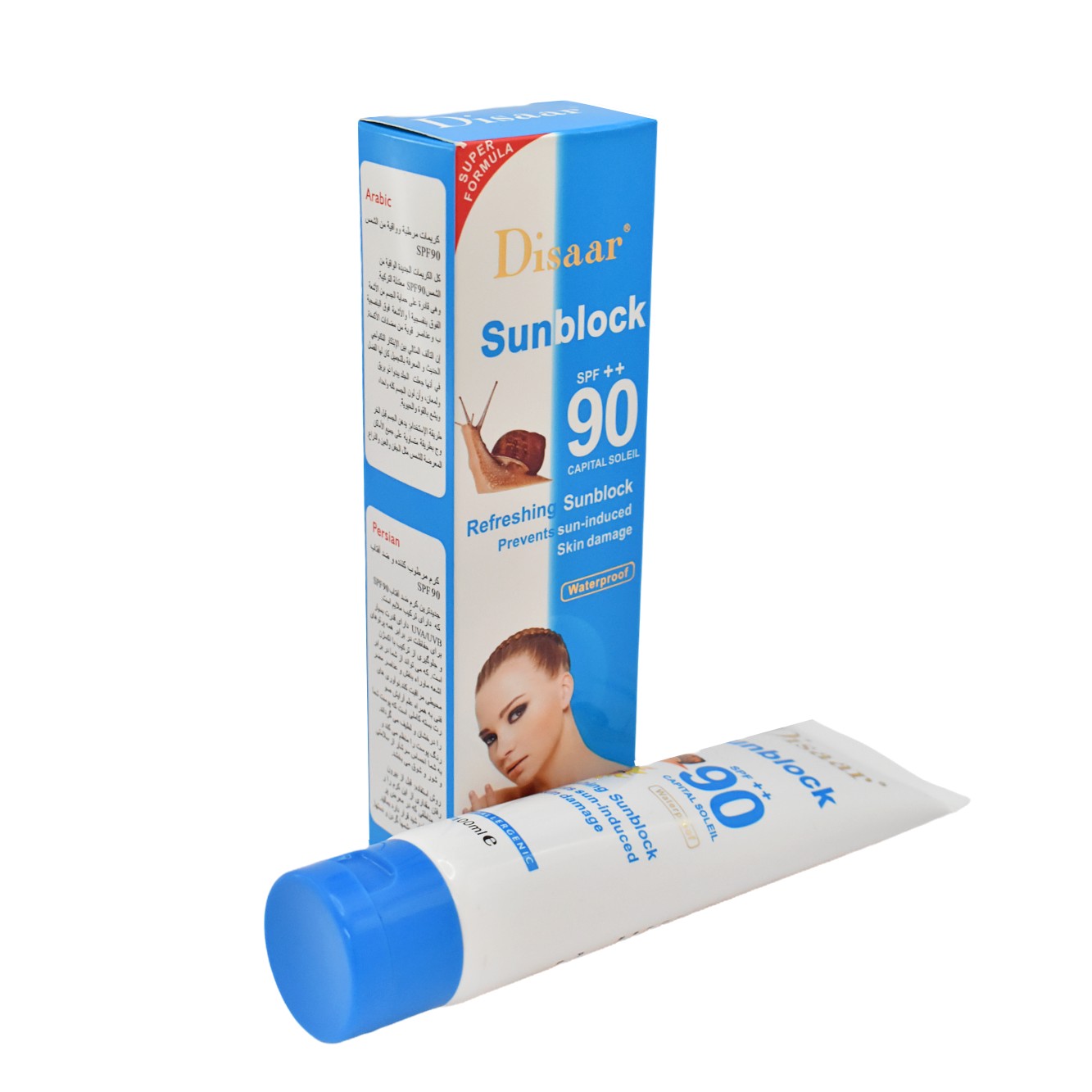 Bloqueador solar hidratante con mucina de caracol  Disaar spf 90
