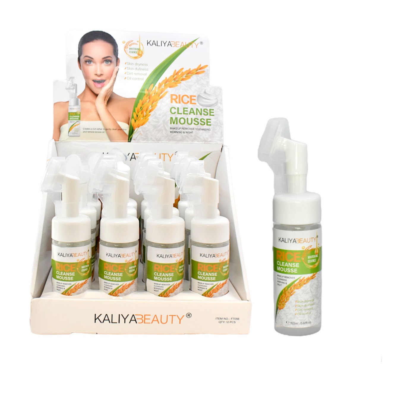 Espuma facial KaliaBeauty extracto de Arroz presentación blanca