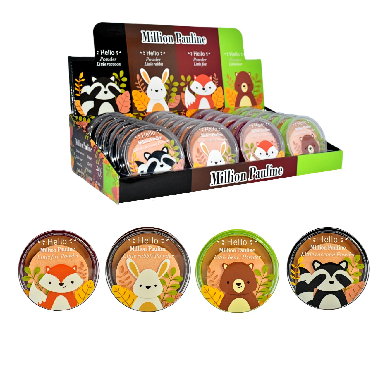 Polvo compacto para rostro presentación de animales Million Pauline