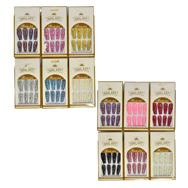 Uñas press on con escamas brillantes Nail Art Huasisi