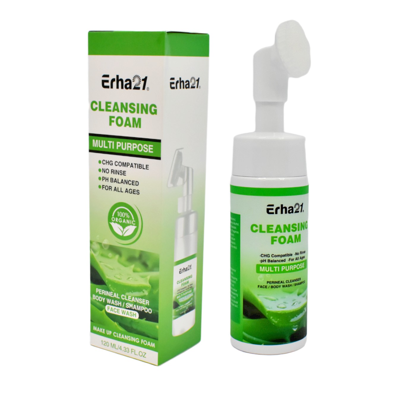 Espuma facial de aloe vera 120ml Erha 21