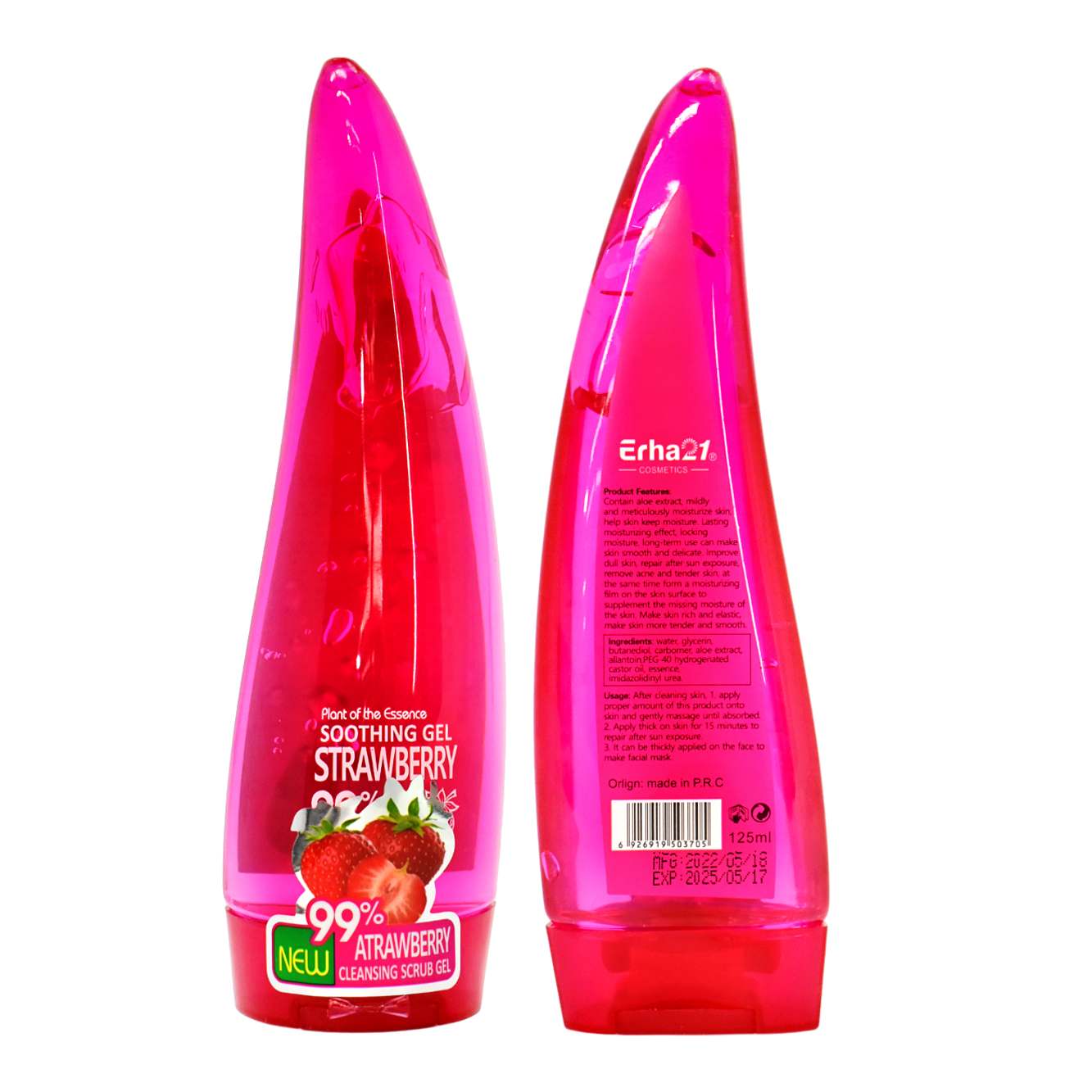 Gel hidratante y suavizante corporal de fresa Erha21 125ml