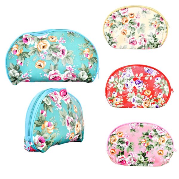 Cosmetiquera ovalada estampado de flores