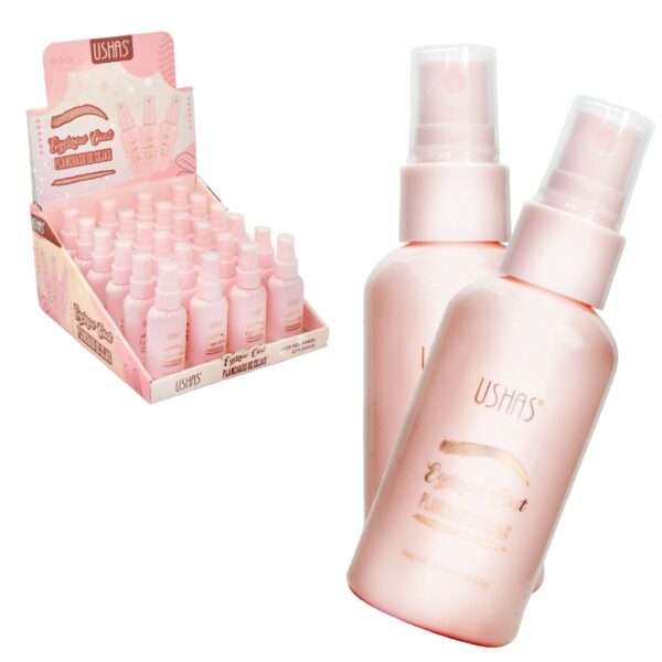 Spray para planchado de cejas Ushas 50ml presentación rosada
