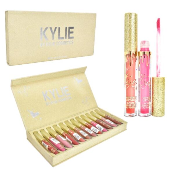 Labial Liquido Matte Kylie Presentacion Glitter Dorado