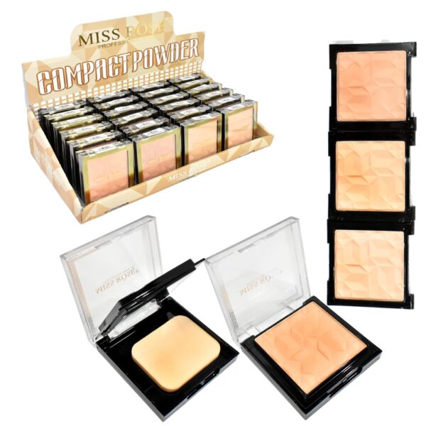 Polvos Compactos Miss Rose Cuadrados De Borde Dorado
