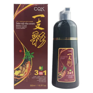 Shampoo con tinte con formula vegetal y aroma herbáceo color rojo vino oscuro de CQK